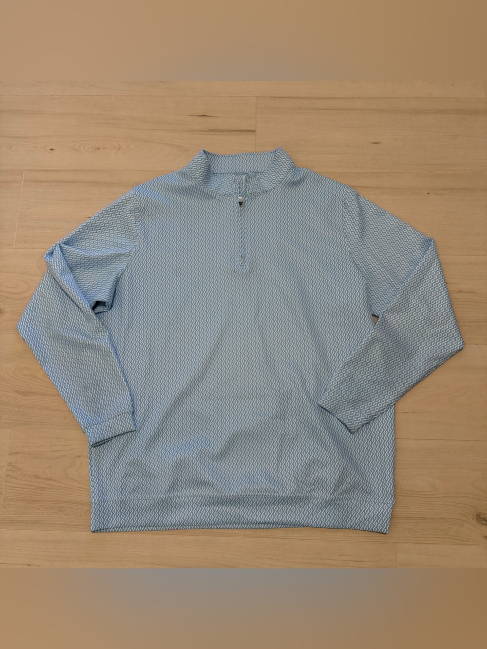 USA Palm Drift Patterned Light Blue Quarter-Zip Pullover